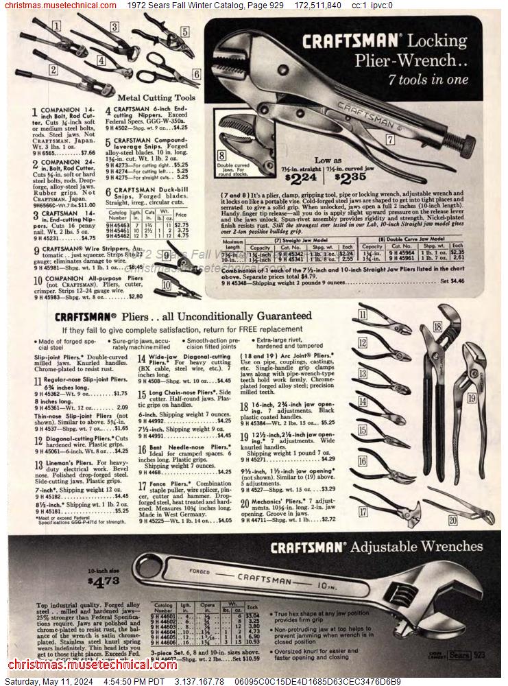 1972 Sears Fall Winter Catalog, Page 929