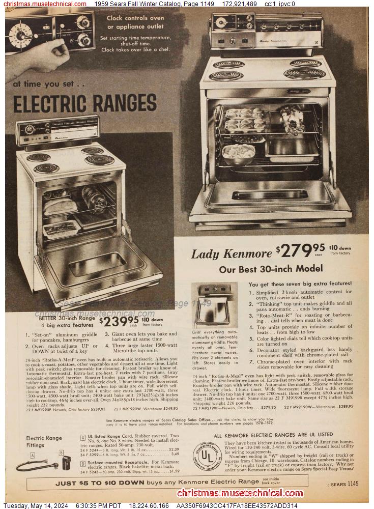 1959 Sears Fall Winter Catalog, Page 1149