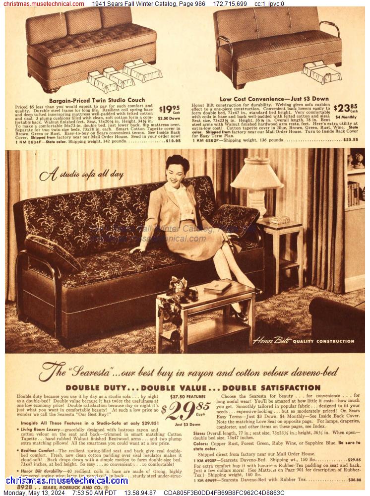1941 Sears Fall Winter Catalog, Page 986