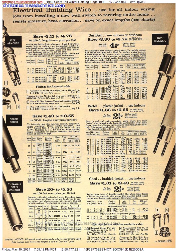 1962 Sears Fall Winter Catalog, Page 1093