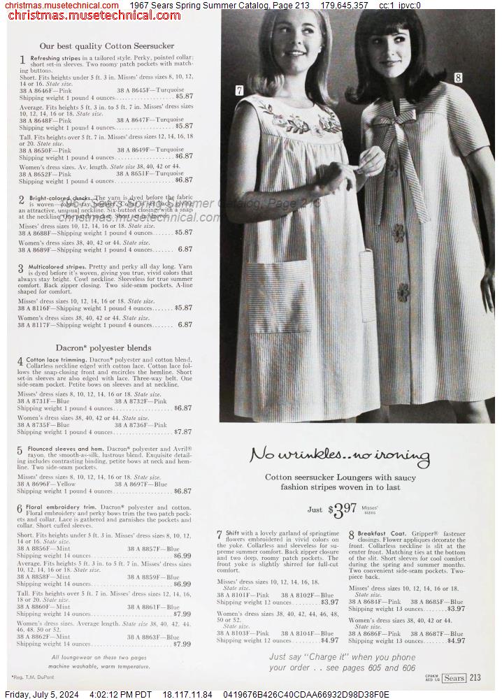 1967 Sears Spring Summer Catalog, Page 213