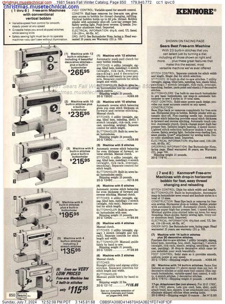 1981 Sears Fall Winter Catalog, Page 850