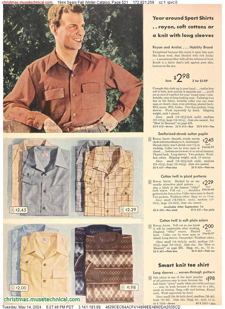 1944 Sears Fall Winter Catalog, Page 521