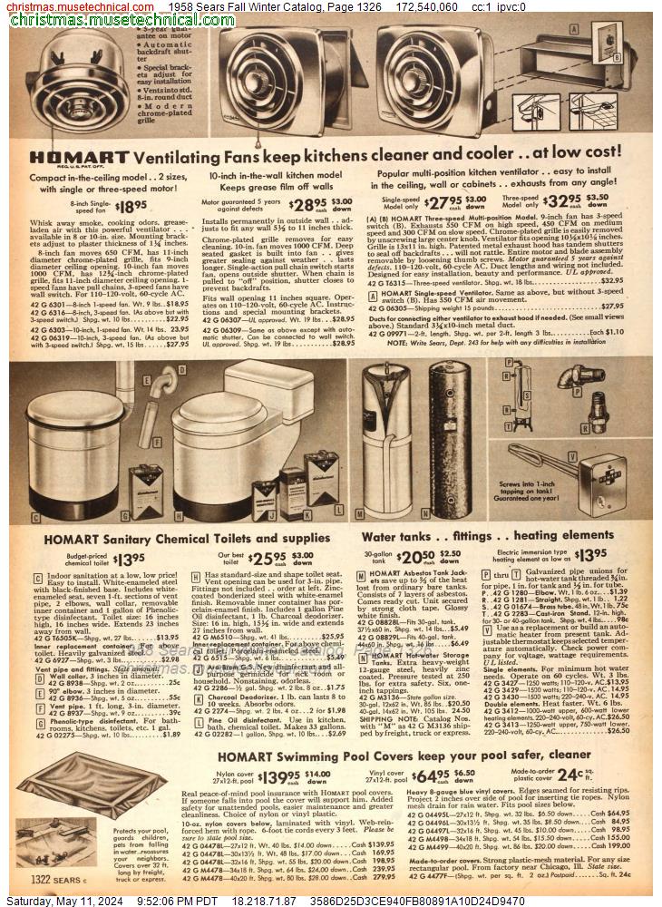 1958 Sears Fall Winter Catalog, Page 1326