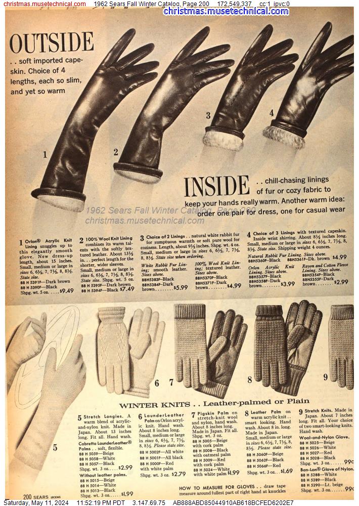 1962 Sears Fall Winter Catalog, Page 200
