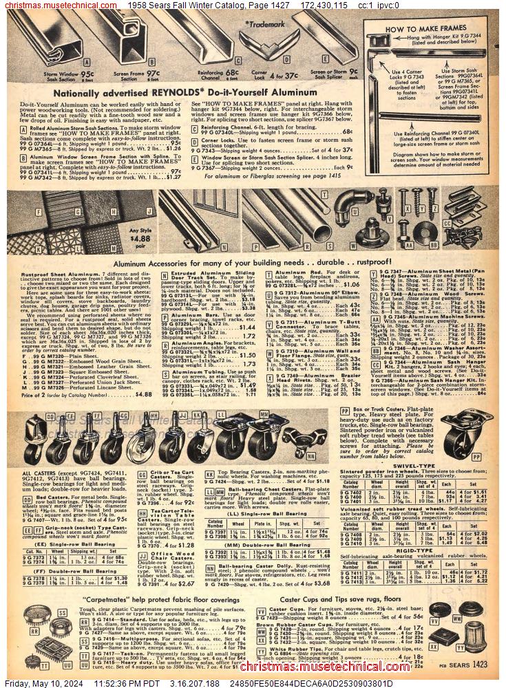 1958 Sears Fall Winter Catalog, Page 1427
