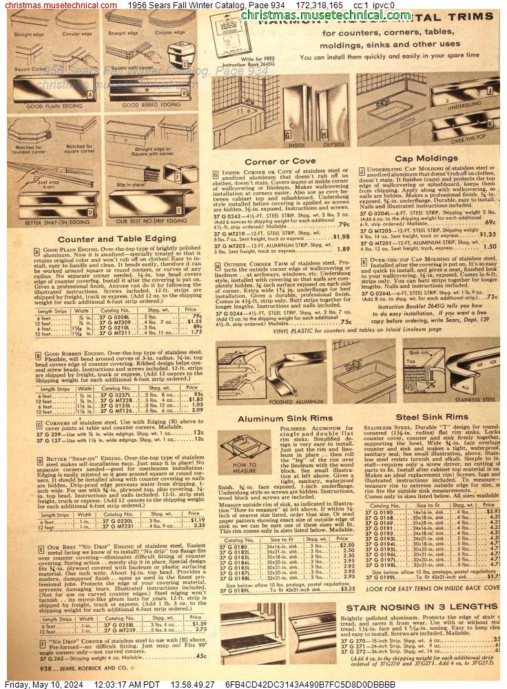 1956 Sears Fall Winter Catalog, Page 934