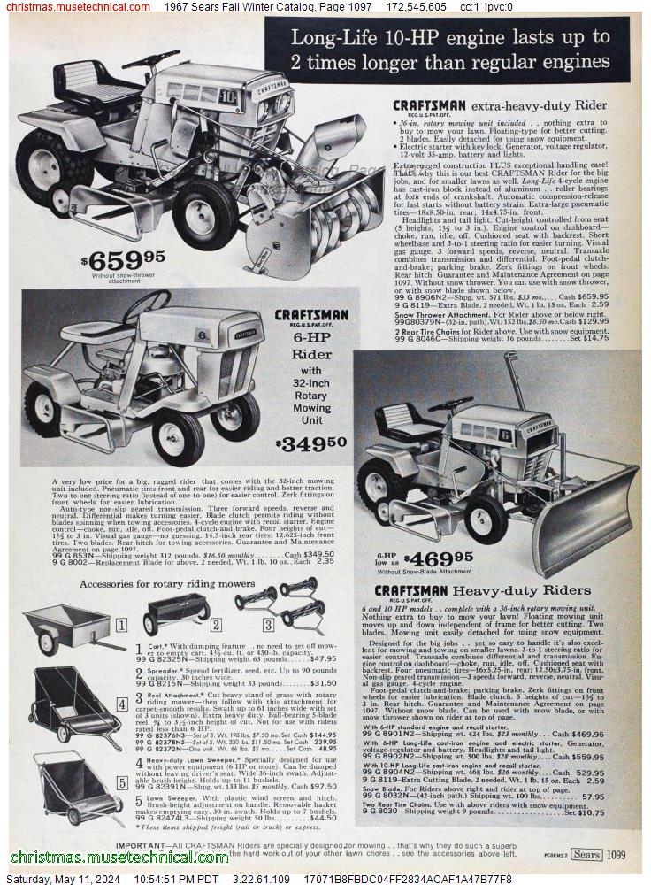 1967 Sears Fall Winter Catalog, Page 1097