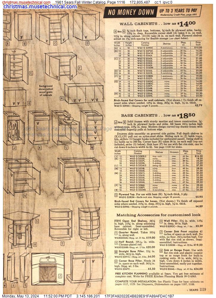 1961 Sears Fall Winter Catalog, Page 1116