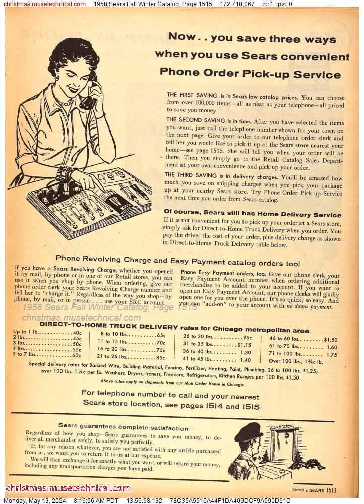 1958 Sears Fall Winter Catalog, Page 1515