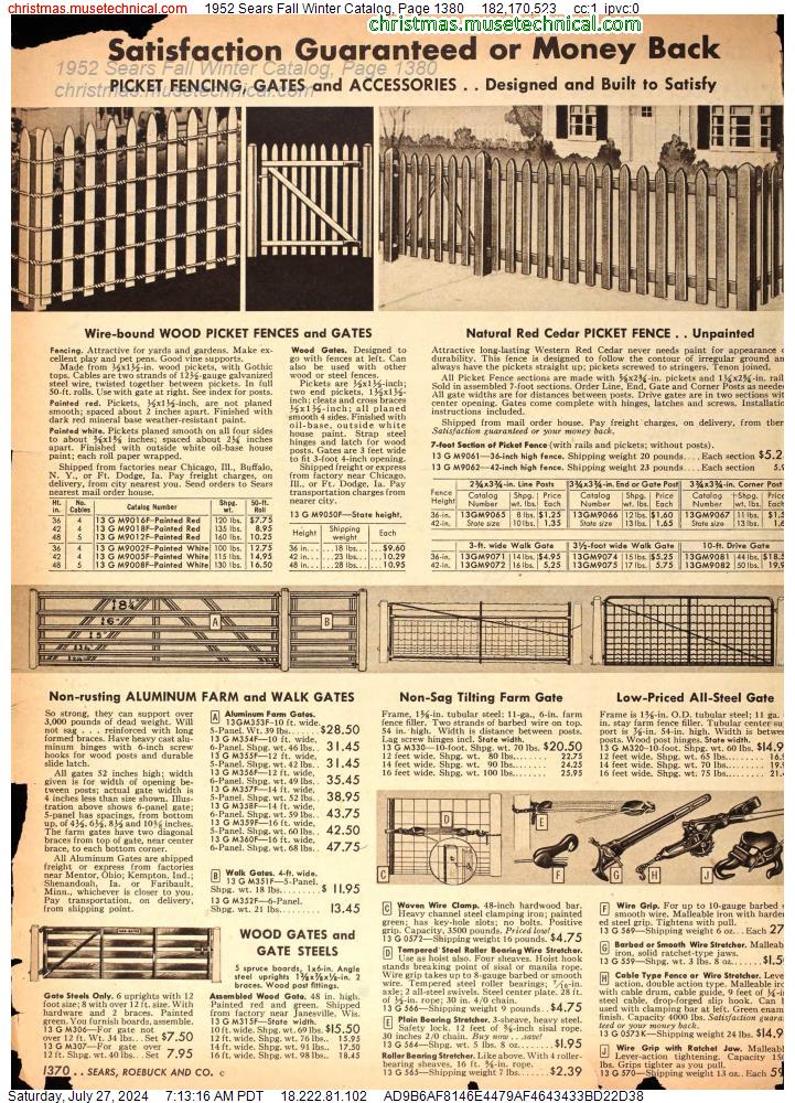 1952 Sears Fall Winter Catalog, Page 1380