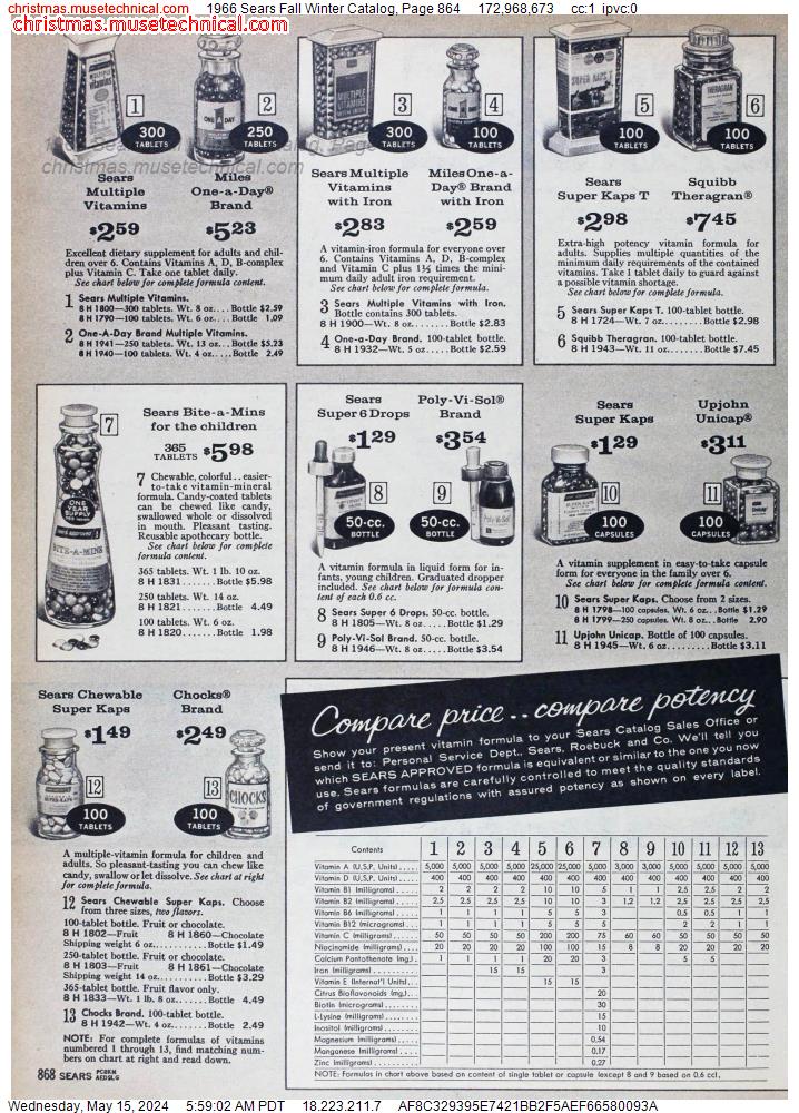 1966 Sears Fall Winter Catalog, Page 864
