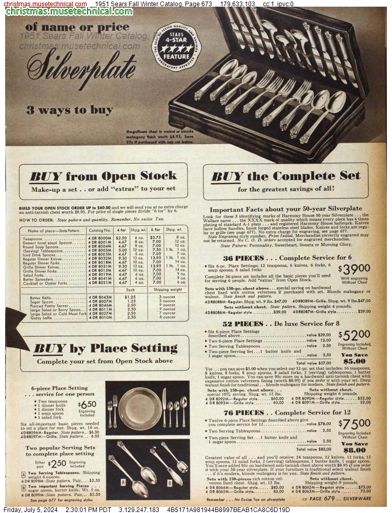 1951 Sears Fall Winter Catalog, Page 673