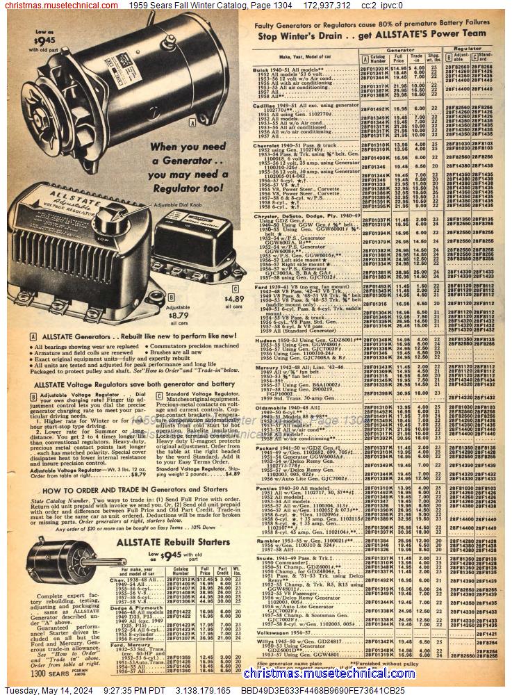 1959 Sears Fall Winter Catalog, Page 1304