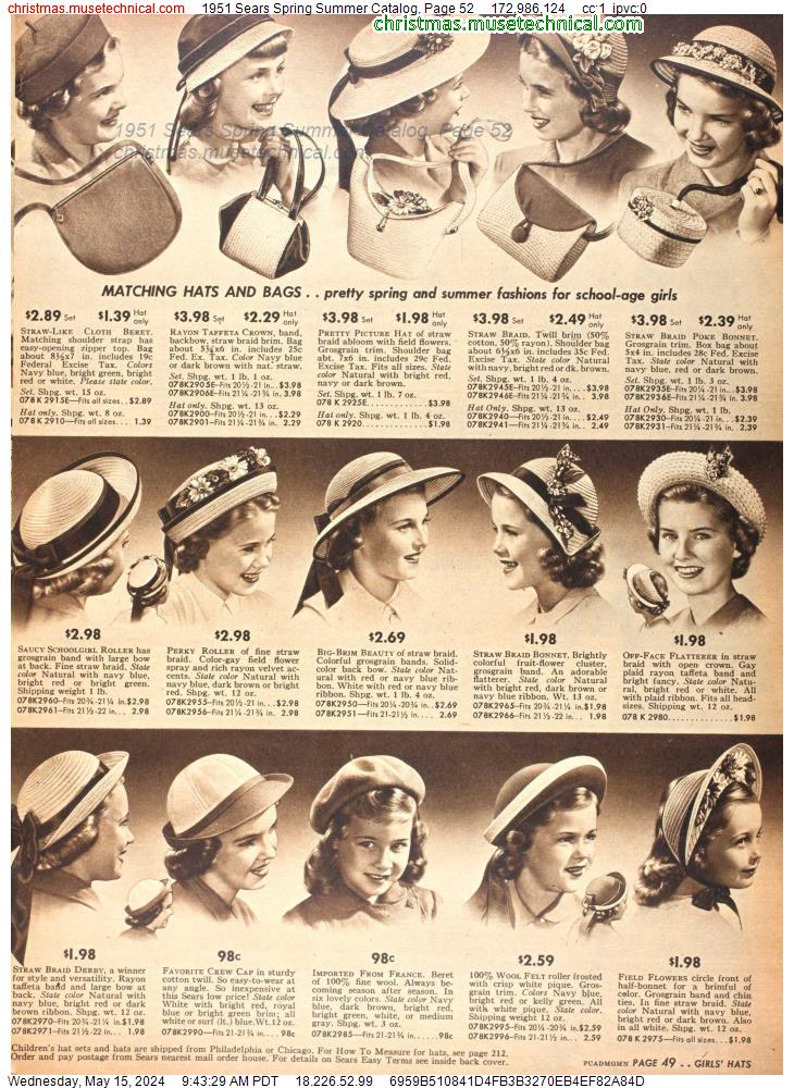 1951 Sears Spring Summer Catalog, Page 52
