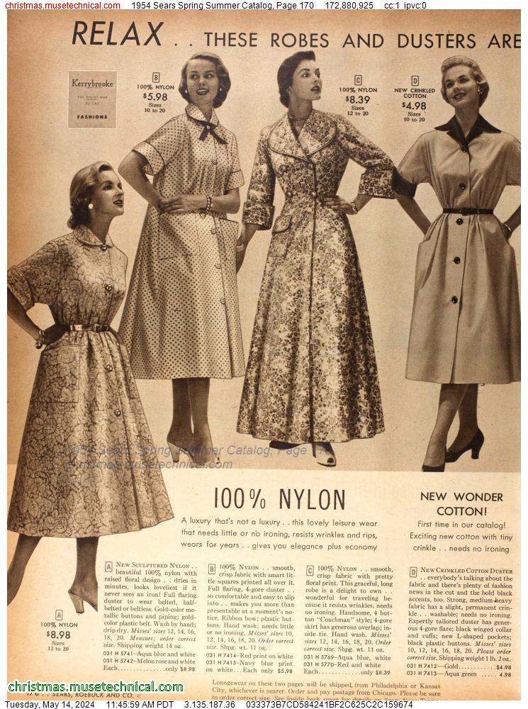 1954 Sears Spring Summer Catalog, Page 170