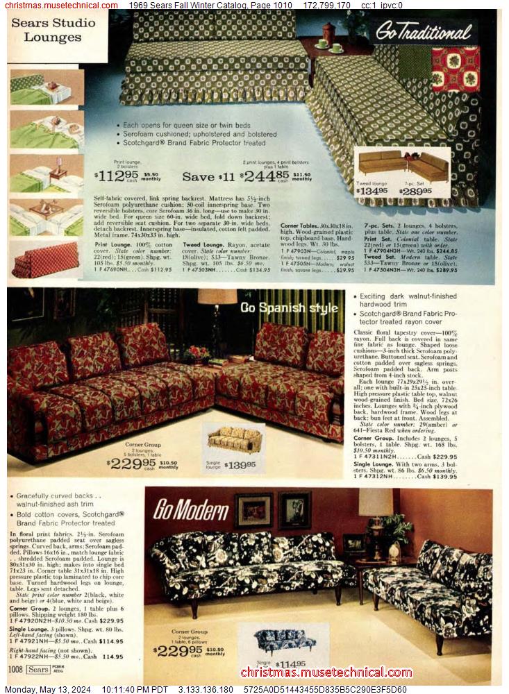 1969 Sears Fall Winter Catalog, Page 1010
