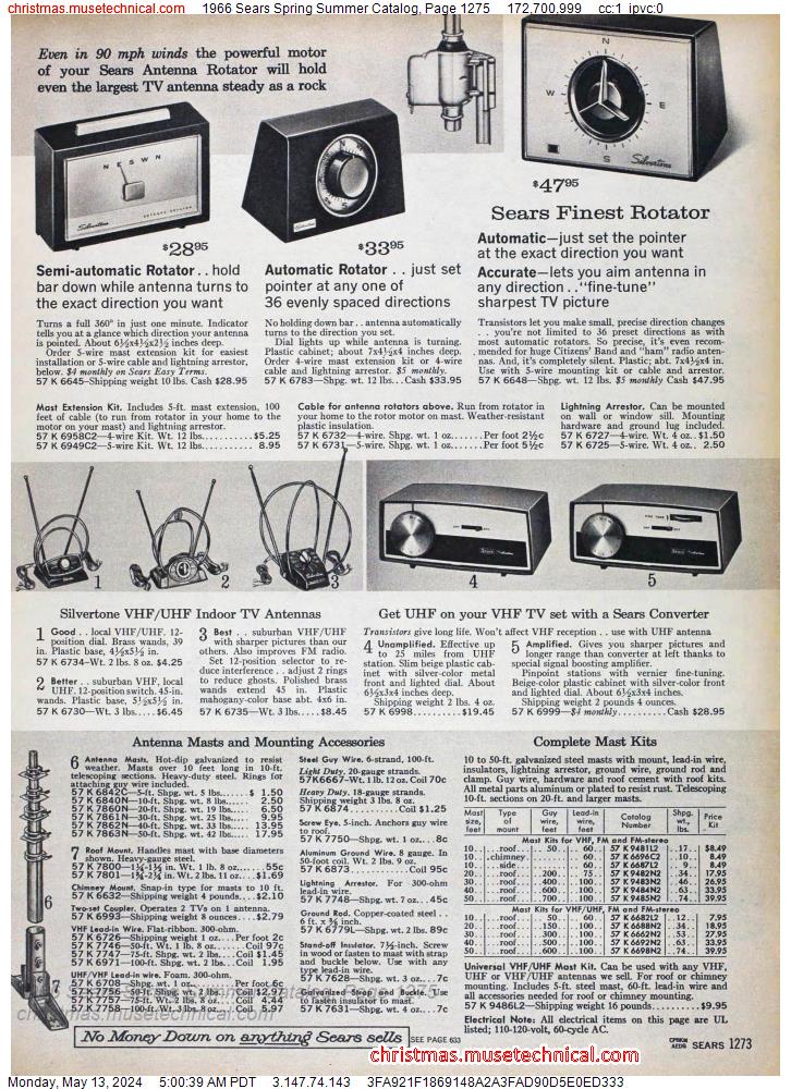 1966 Sears Spring Summer Catalog, Page 1275