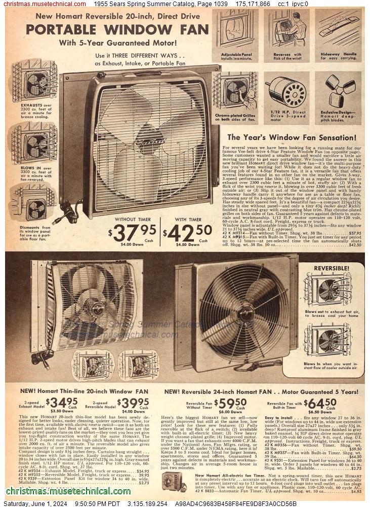 1955 Sears Spring Summer Catalog, Page 1039