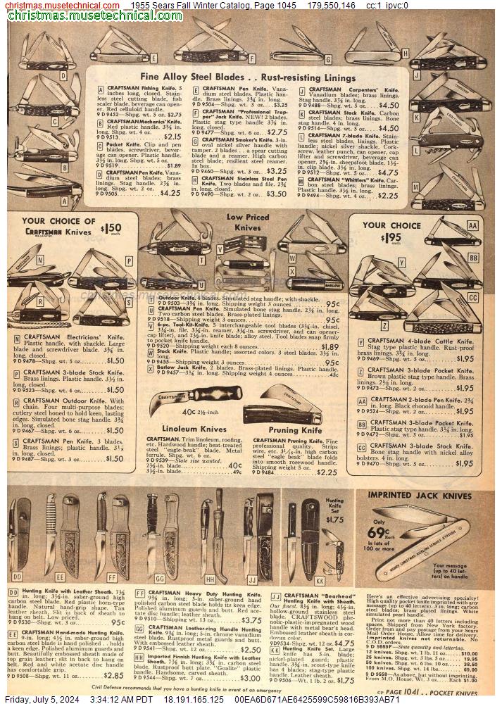 1955 Sears Fall Winter Catalog, Page 1045