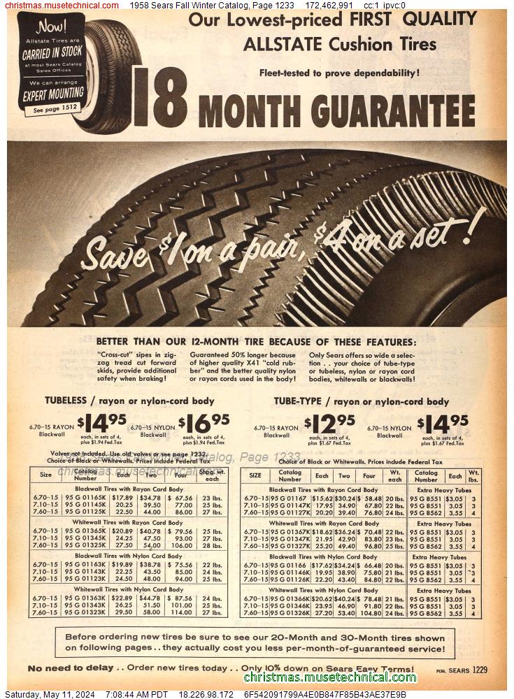 1958 Sears Fall Winter Catalog, Page 1233