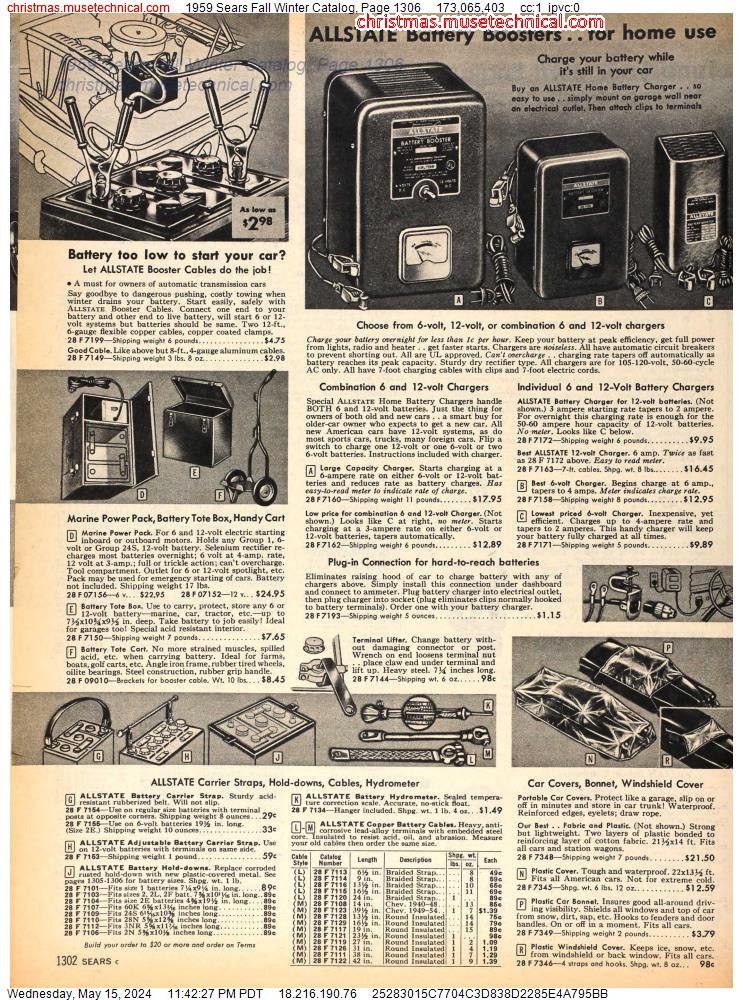 1959 Sears Fall Winter Catalog, Page 1306