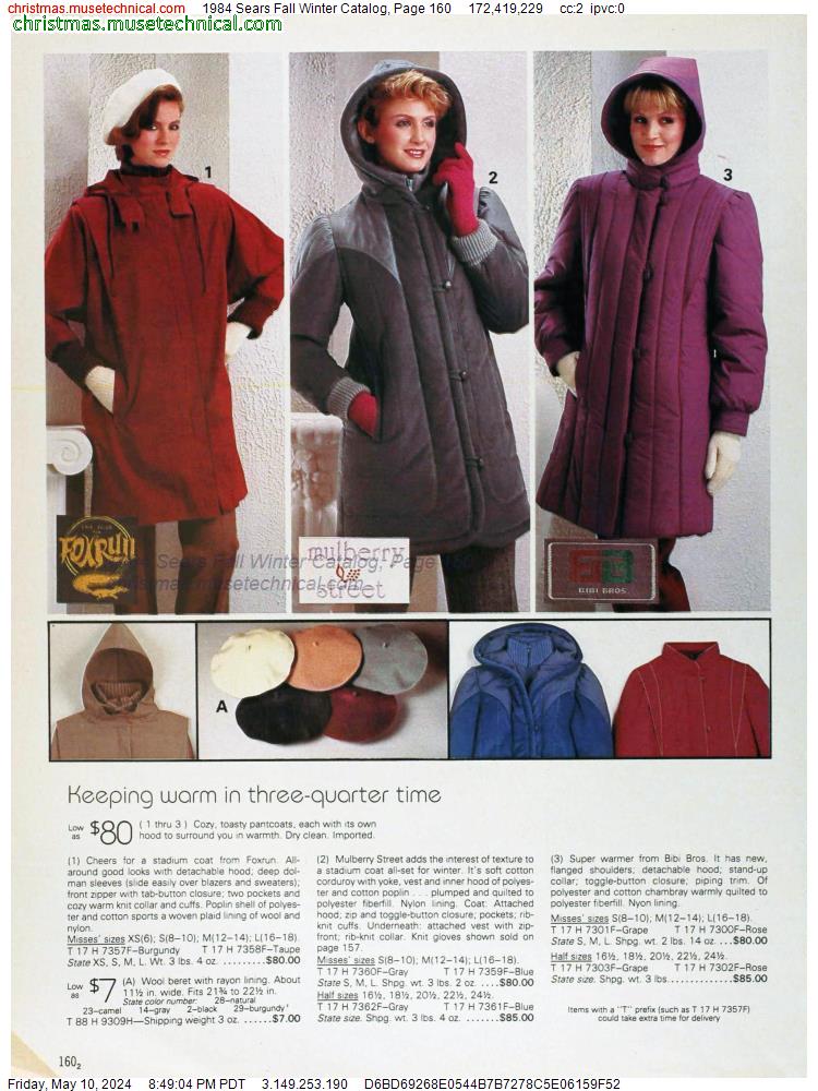 1984 Sears Fall Winter Catalog, Page 160