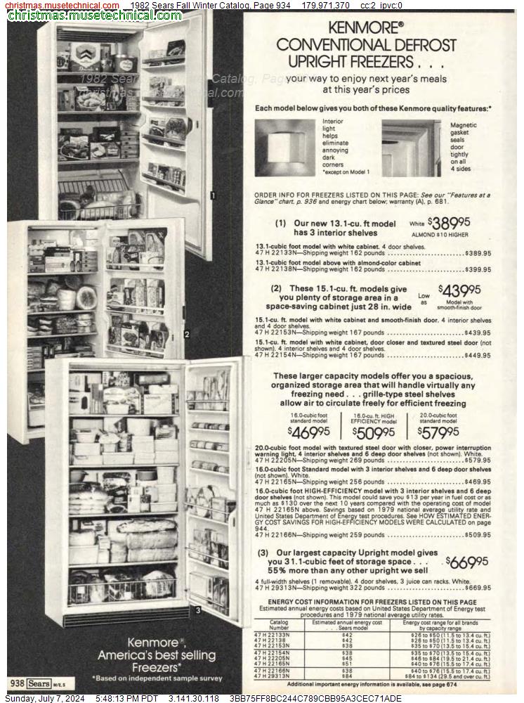 1982 Sears Fall Winter Catalog, Page 934