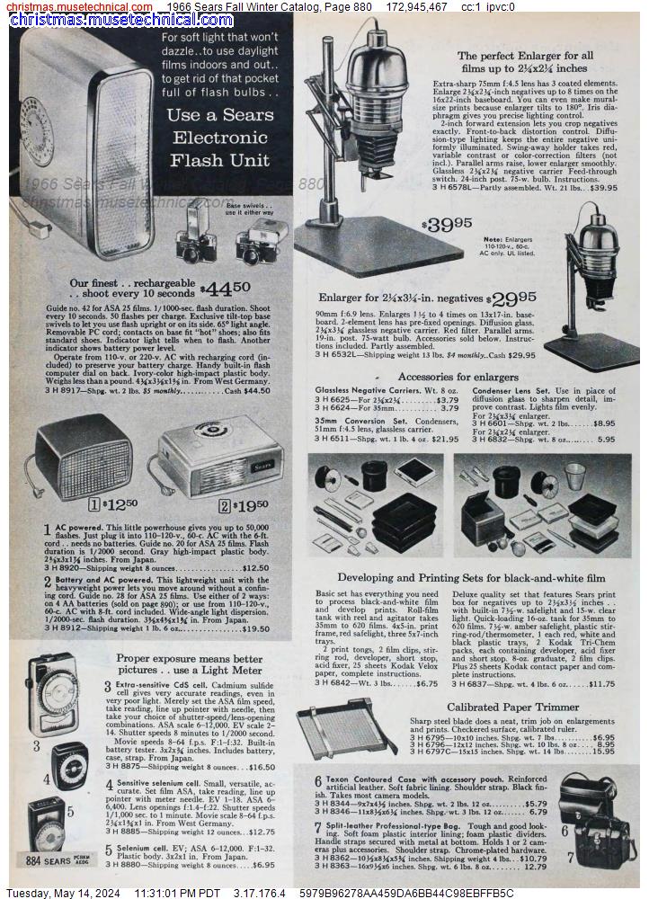 1966 Sears Fall Winter Catalog, Page 880