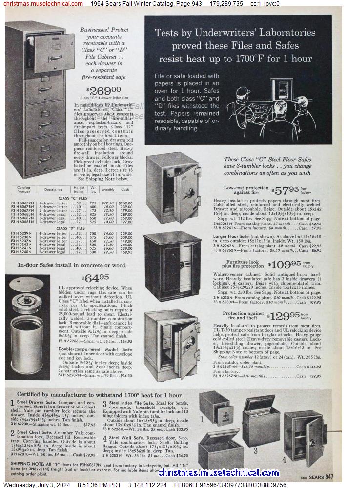 1964 Sears Fall Winter Catalog, Page 943