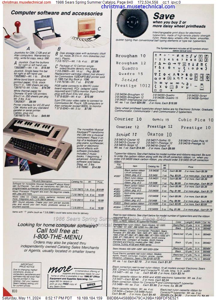 1986 Sears Spring Summer Catalog, Page 840