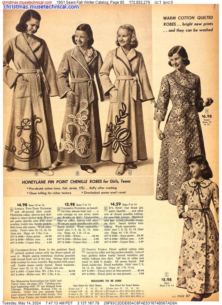 1951 Sears Fall Winter Catalog, Page 85