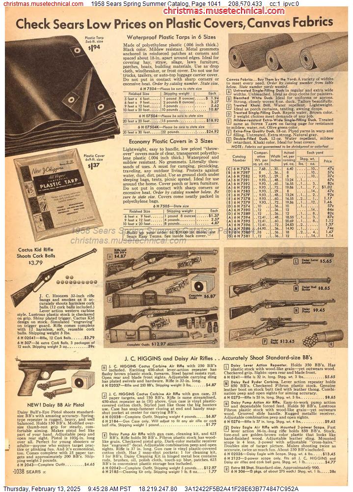 1958 Sears Spring Summer Catalog, Page 1041