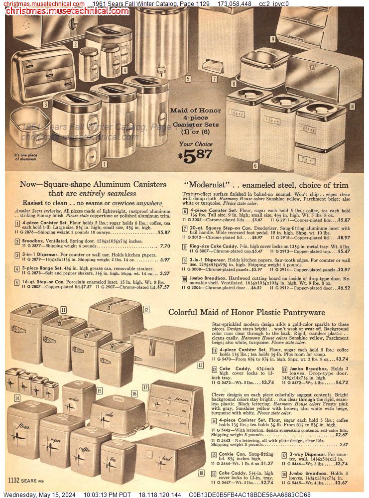 1961 Sears Fall Winter Catalog, Page 1129