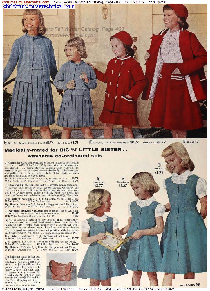 1957 Sears Fall Winter Catalog, Page 403 - Catalogs & Wishbooks