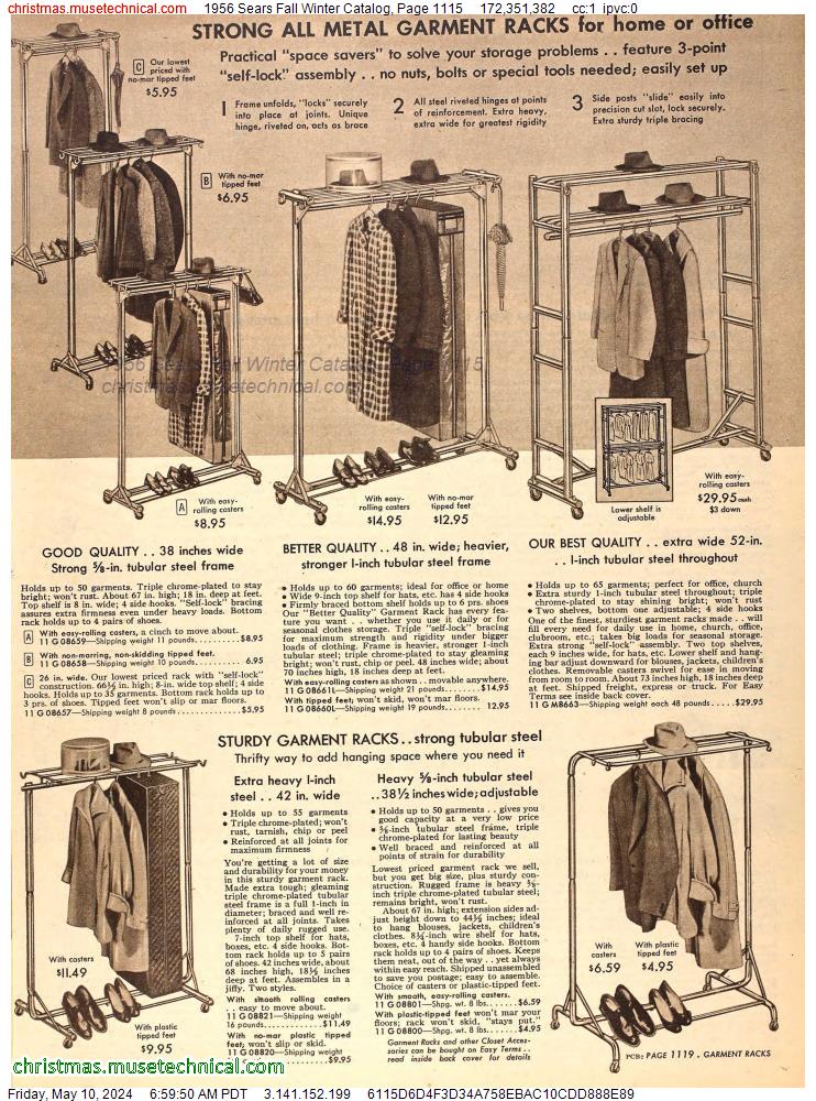 1956 Sears Fall Winter Catalog, Page 1115