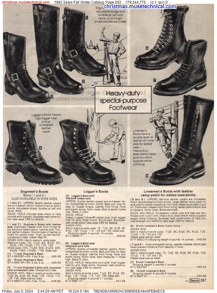 1982 Sears Fall Winter Catalog, Page 293