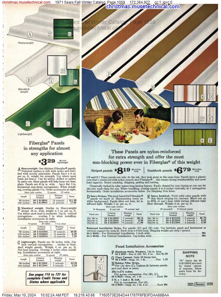 1971 Sears Fall Winter Catalog, Page 1059
