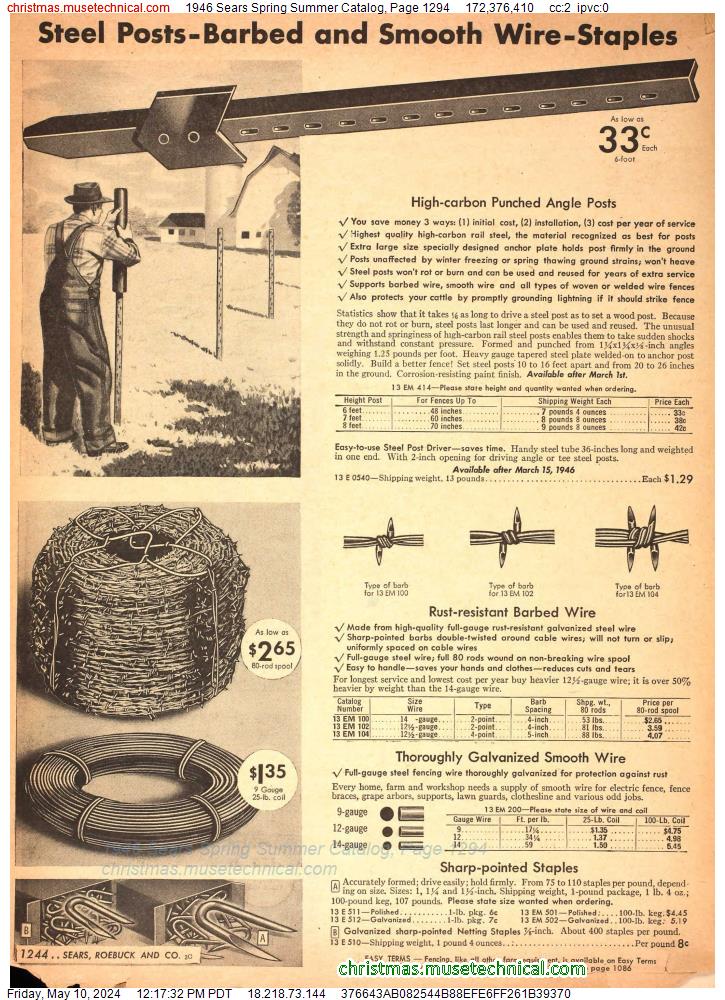 1946 Sears Spring Summer Catalog, Page 1294
