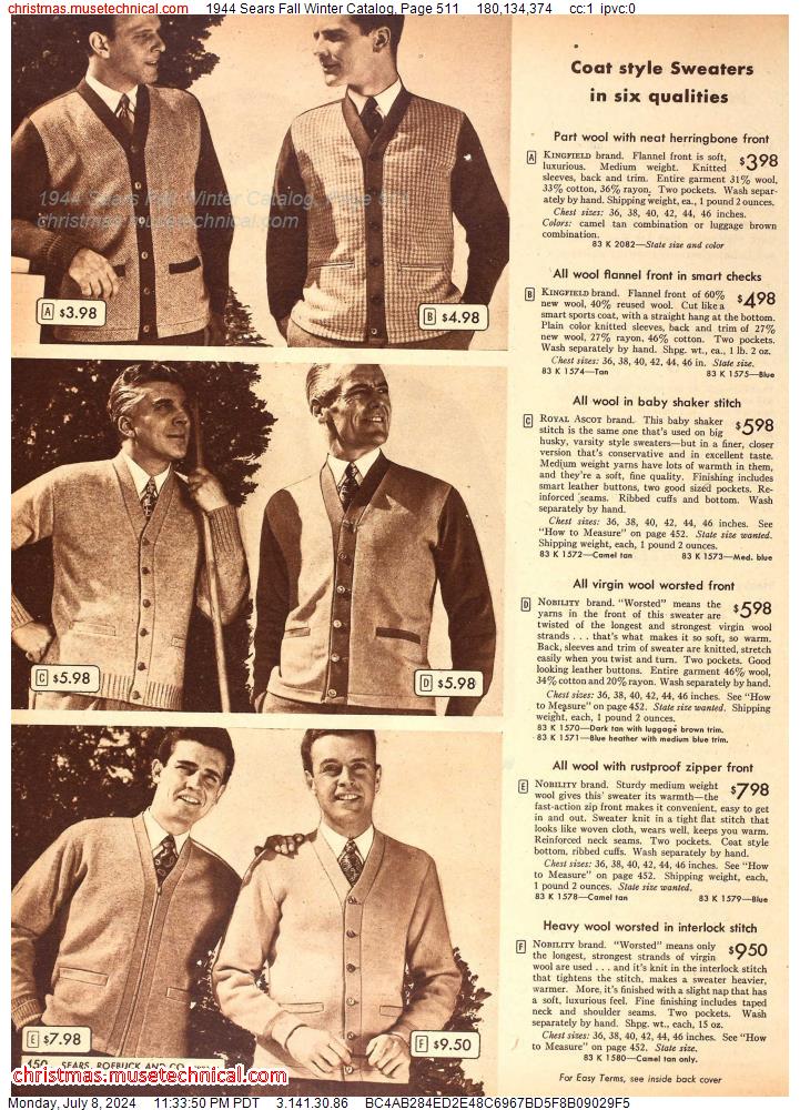 1944 Sears Fall Winter Catalog, Page 511