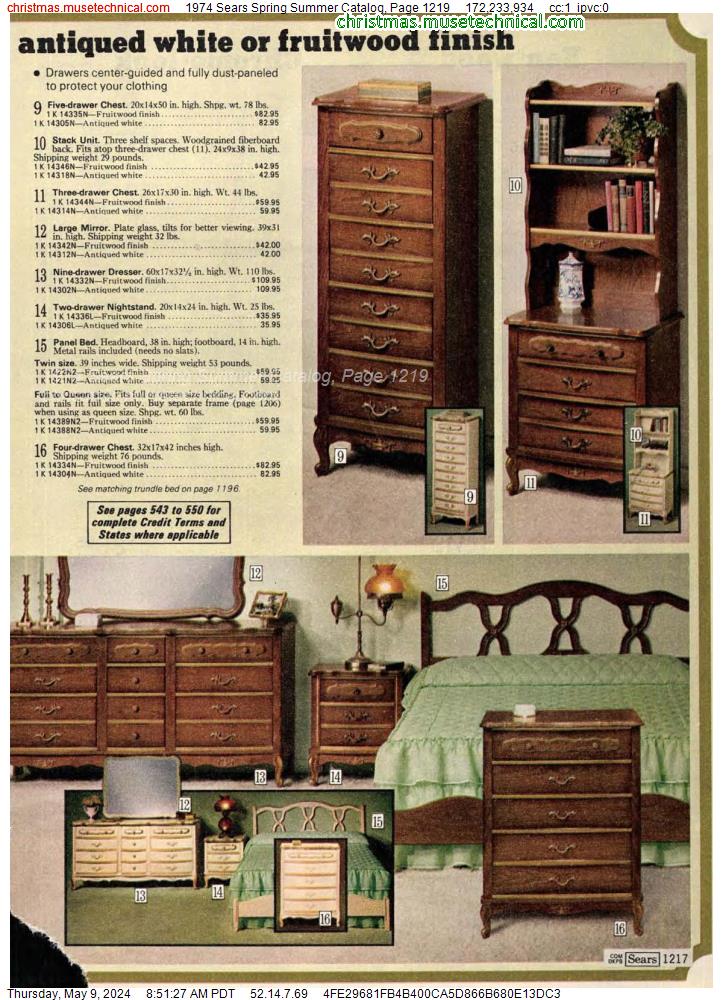 1974 Sears Spring Summer Catalog, Page 1219