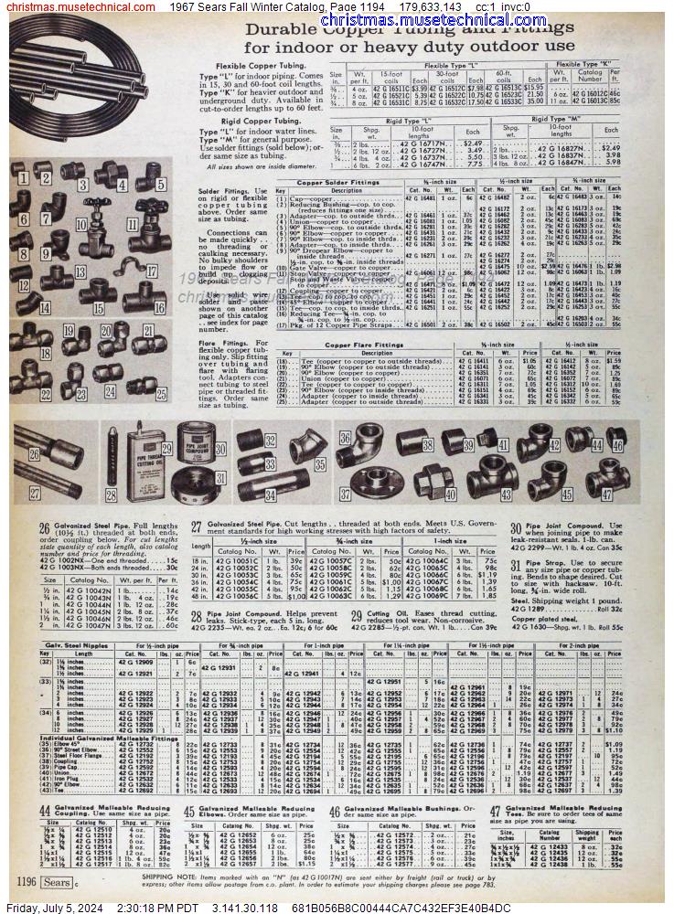 1967 Sears Fall Winter Catalog, Page 1194