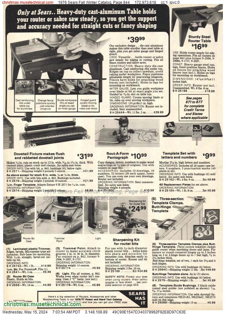 1976 Sears Fall Winter Catalog, Page 844
