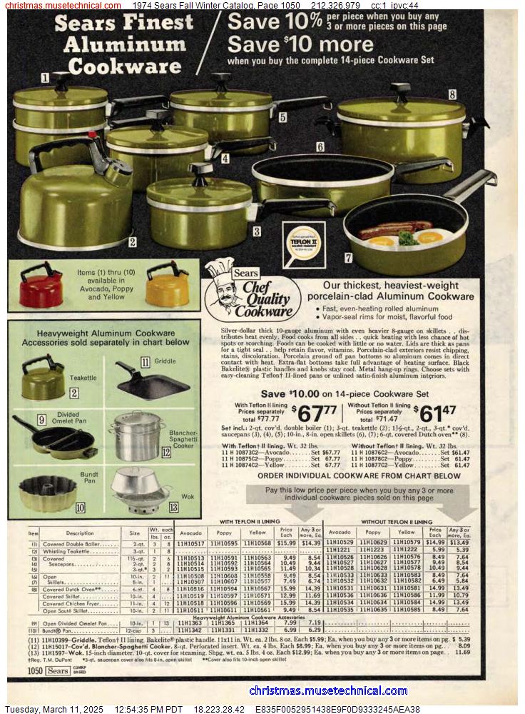 1974 Sears Fall Winter Catalog, Page 1050