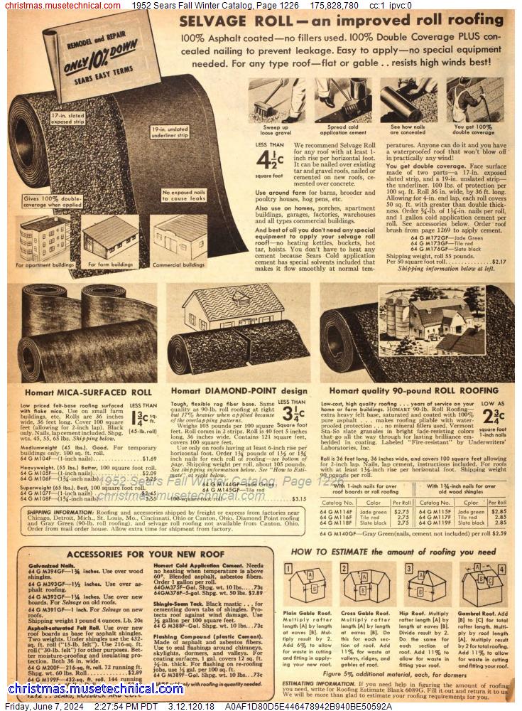 1952 Sears Fall Winter Catalog, Page 1226