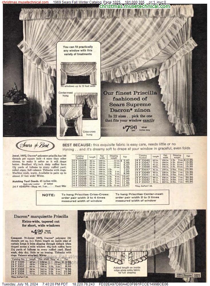 1969 Sears Fall Winter Catalog, Page 1025