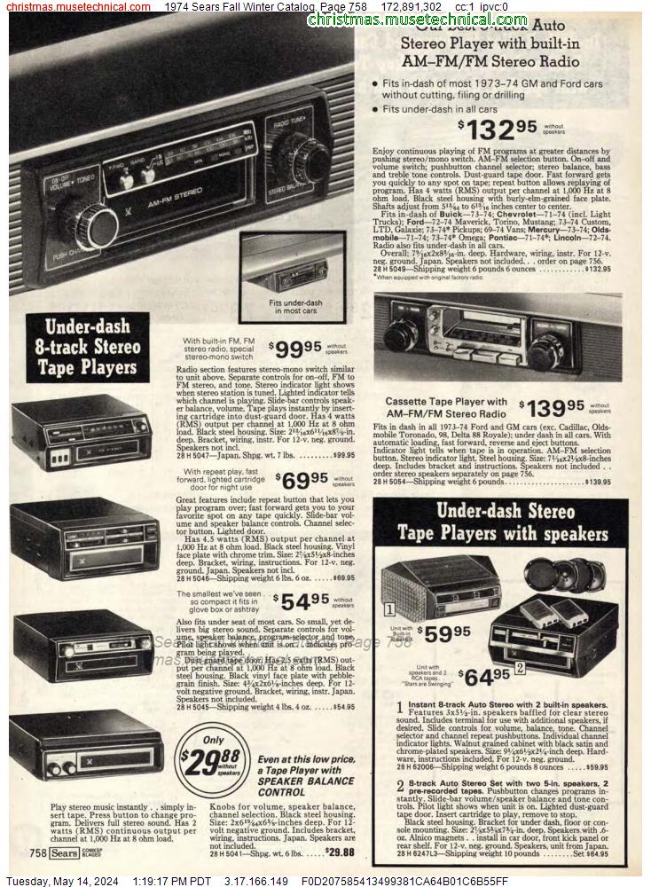 1974 Sears Fall Winter Catalog, Page 758