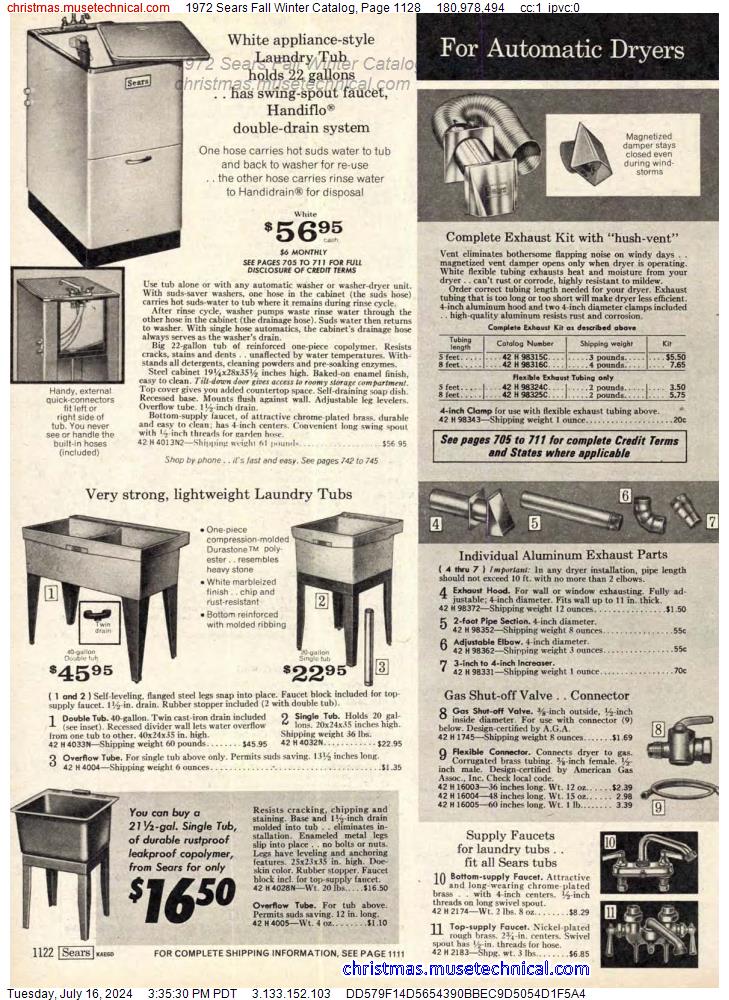 1972 Sears Fall Winter Catalog, Page 1128