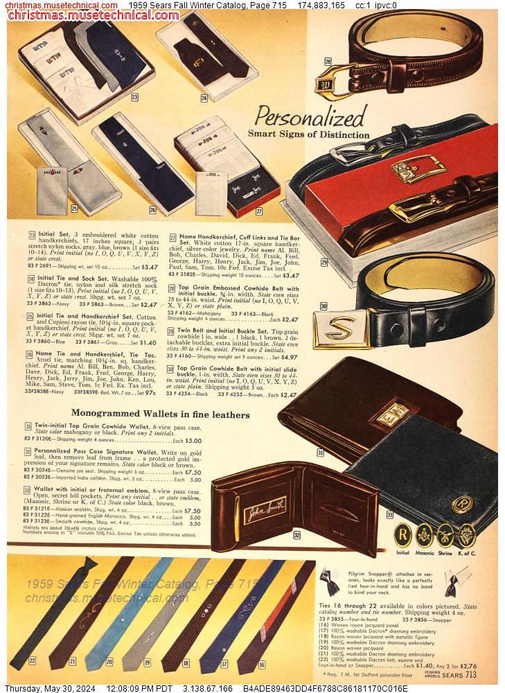 1959 Sears Fall Winter Catalog, Page 715