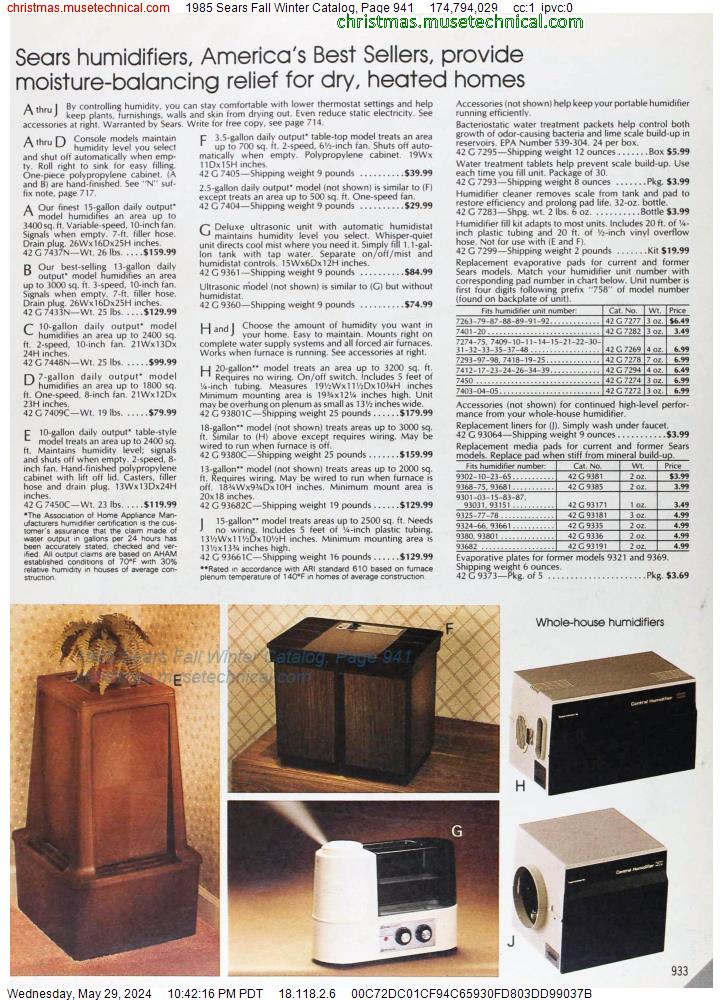 1985 Sears Fall Winter Catalog, Page 941